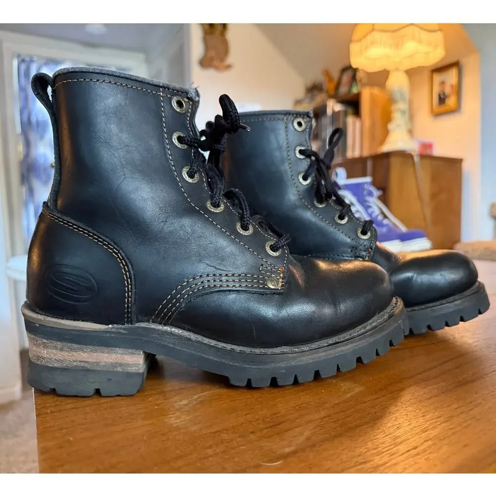 Vintage Y2k Skechers Laramie Oil Resistant Moto 90s Boots Black 7
